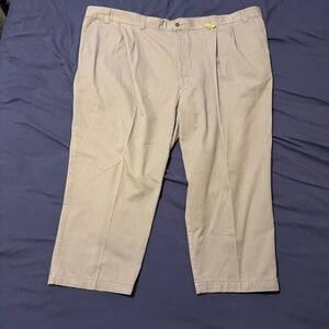 Harbor Bay Men’s Khaki Beige Dress Pants 56X26 - Waist Relaxer - Pleated Front